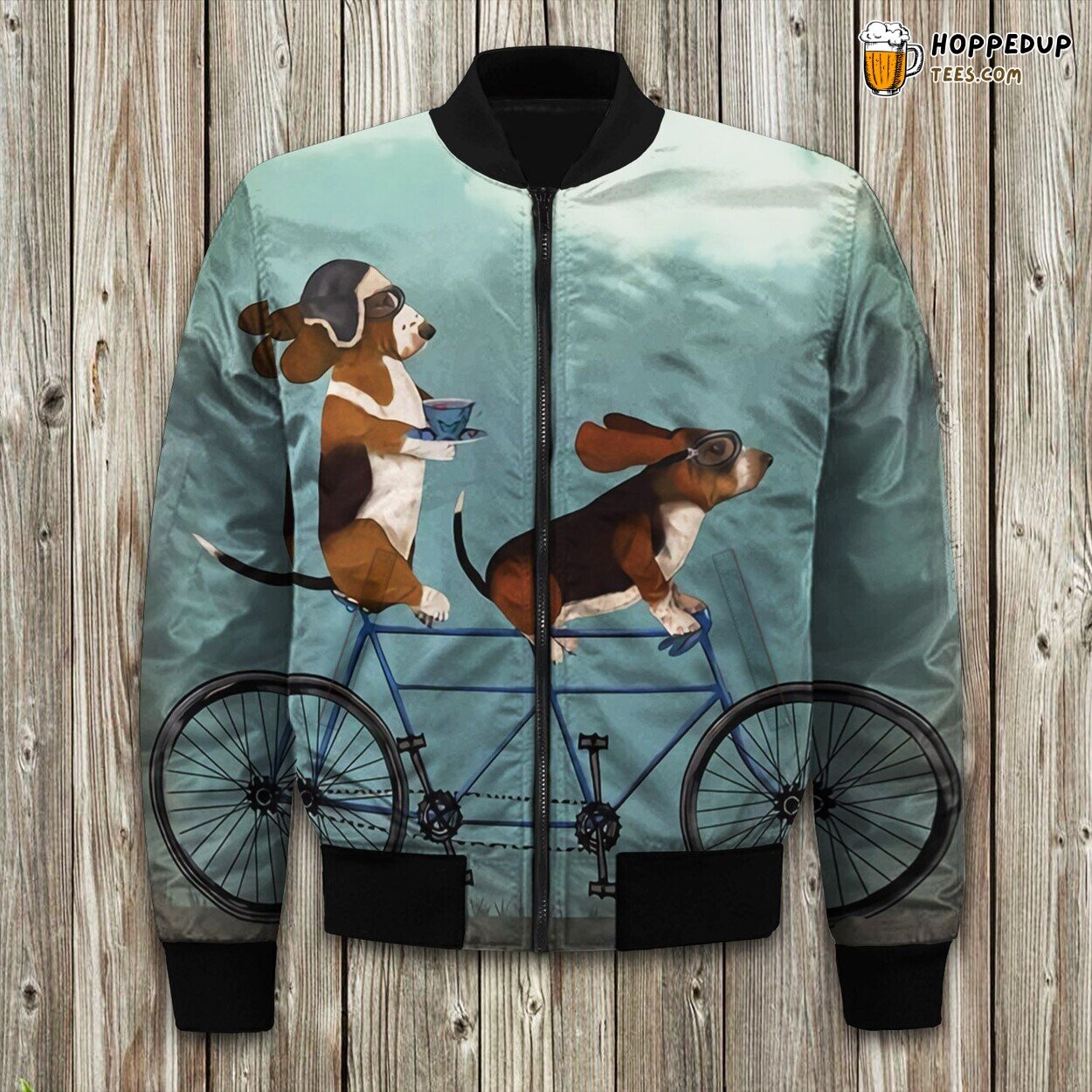 Basset Hound Elegance Bomber Jacket Winter’s Droopy Eyed Canine Affection