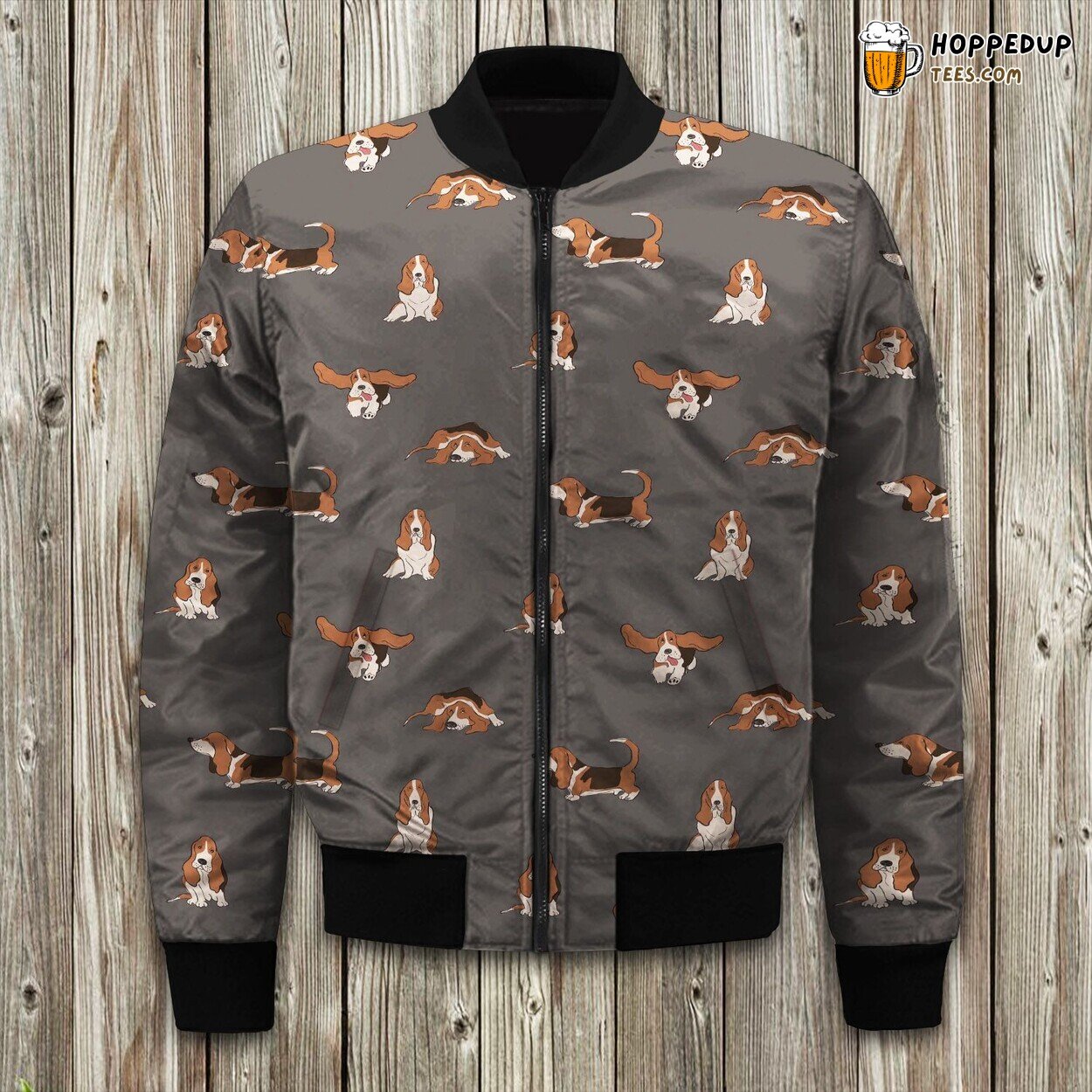 Basset Hound Mom Pattern Bomber Jacket
