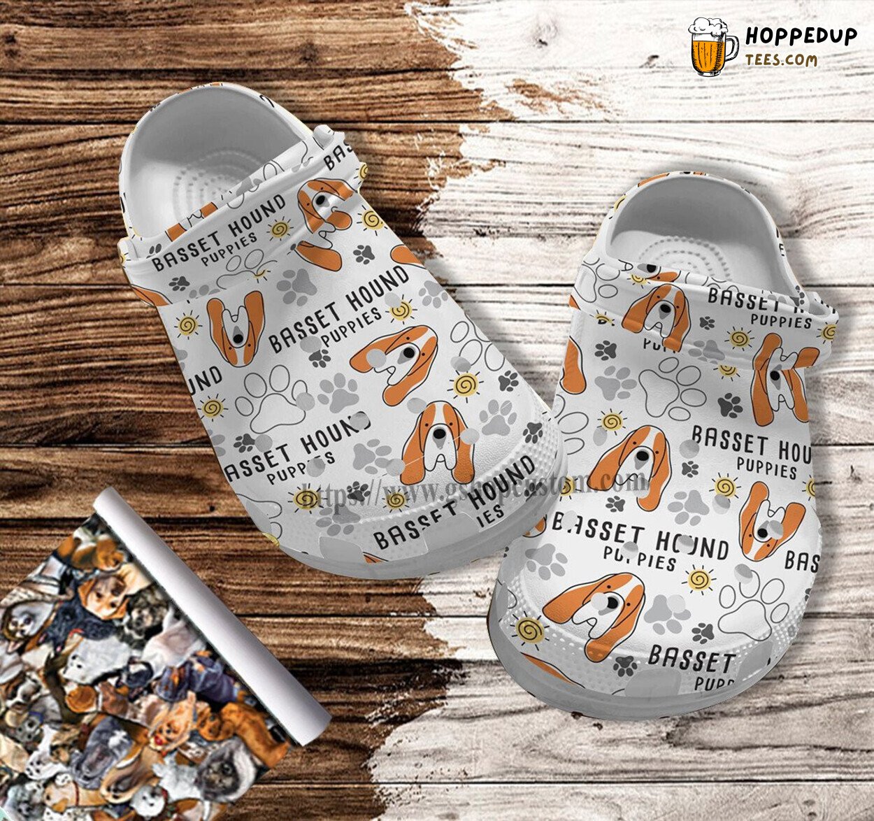 Basset Hound Puppies Paws Croc Shoes Men Women Papa Birthday Gift