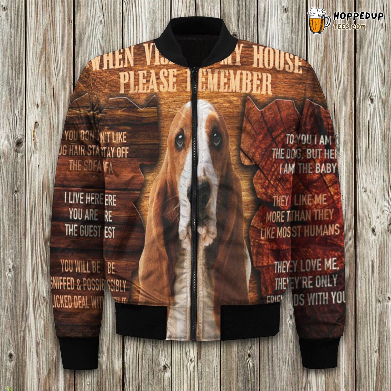 Basset Hound Visiting My House Bomber Jacket