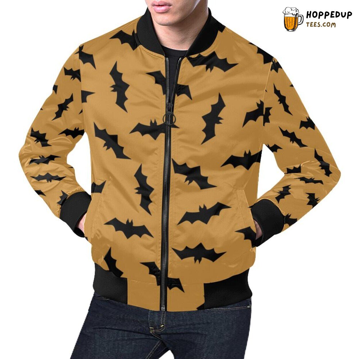 Bat Halloween Pattern Print Men’s Bomber Jacket Distinct Look
