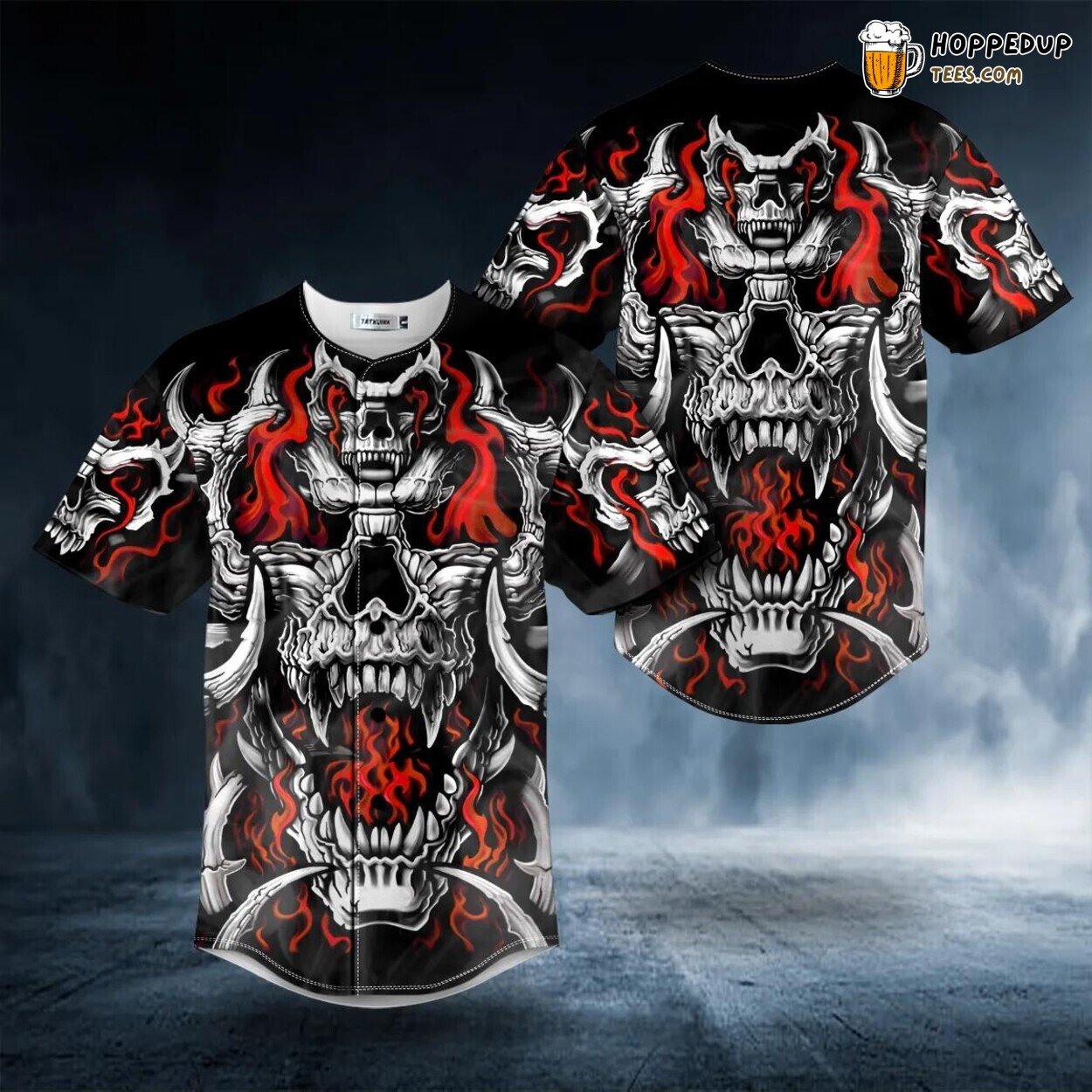 Battle Dragon Flaming Unique Skull Baseball Jersey Authentic Design