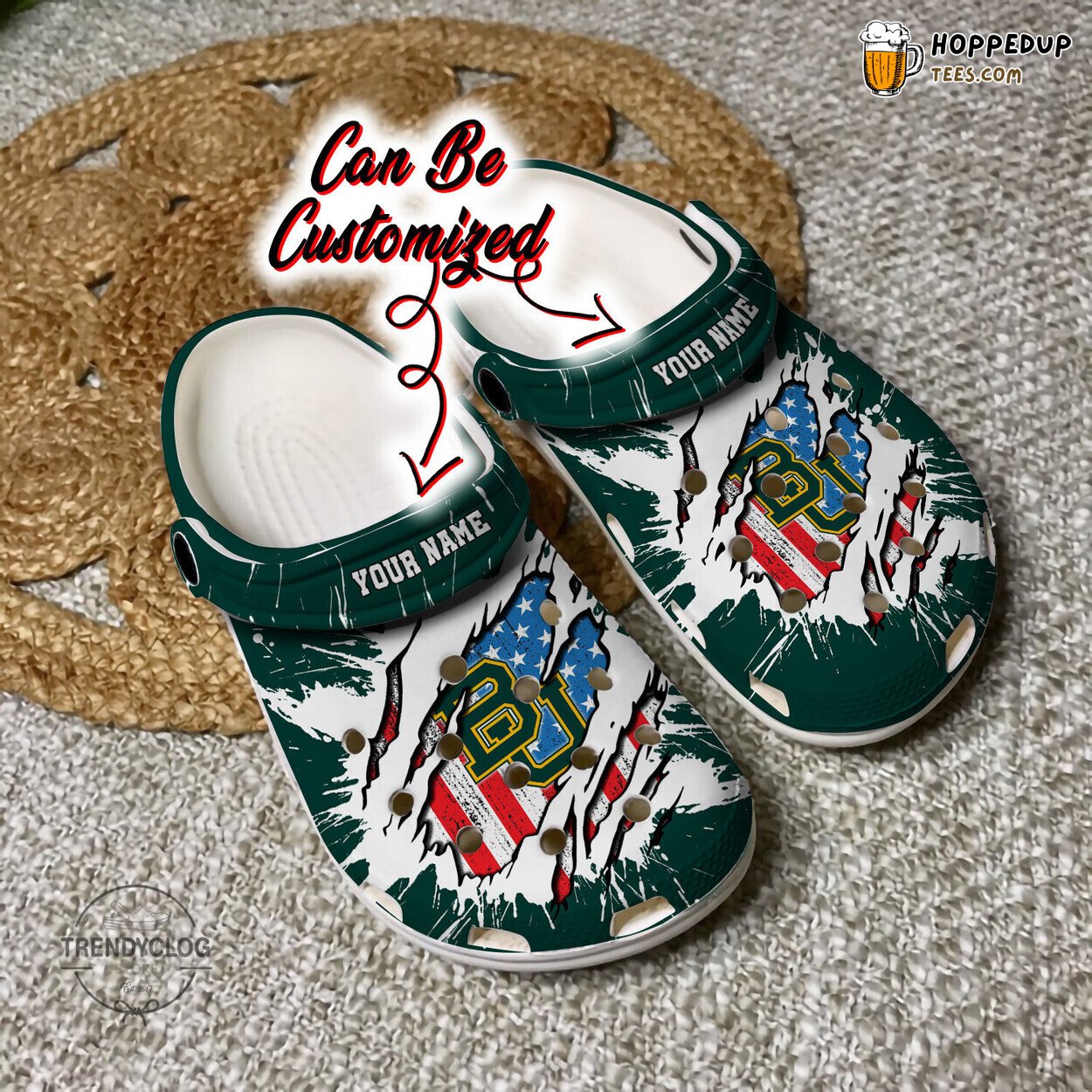 BBears University Sport Ripped American Flag Personalized Clogs
