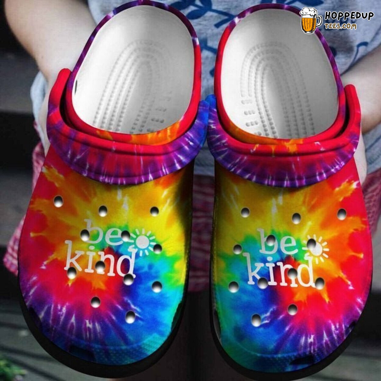 Be Kind Tie Dye Cool Outdoor Themed Comfort Clogs Shoes