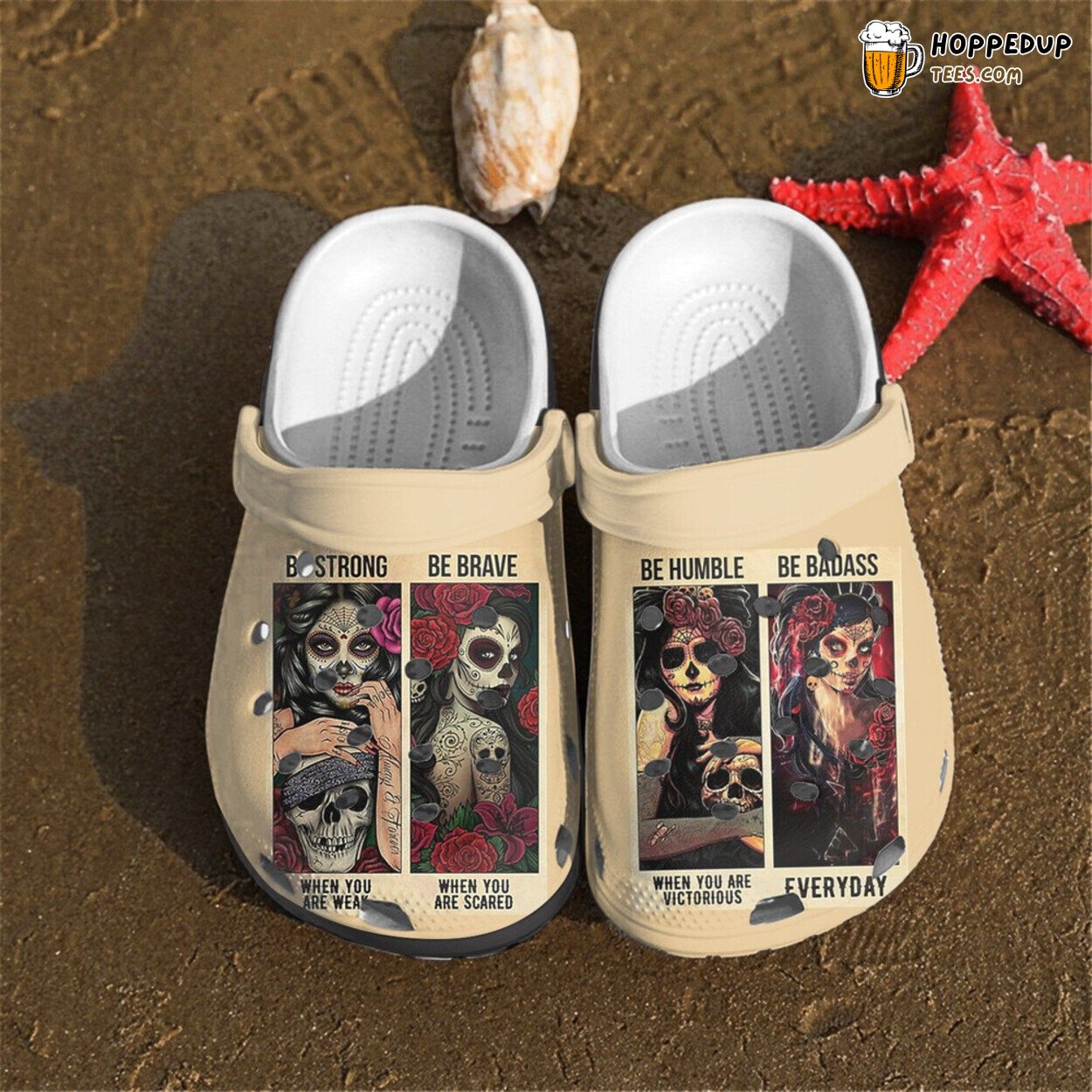 Be Strong Be Brave Themed Rubber Clog Shoes Comfy Inspirational Footwear