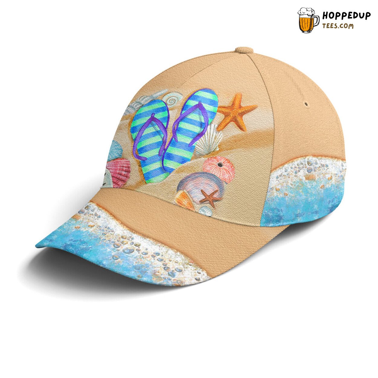 Beach Enthusiasts Flip Flop Vector Art Unique Baseball Cap Look