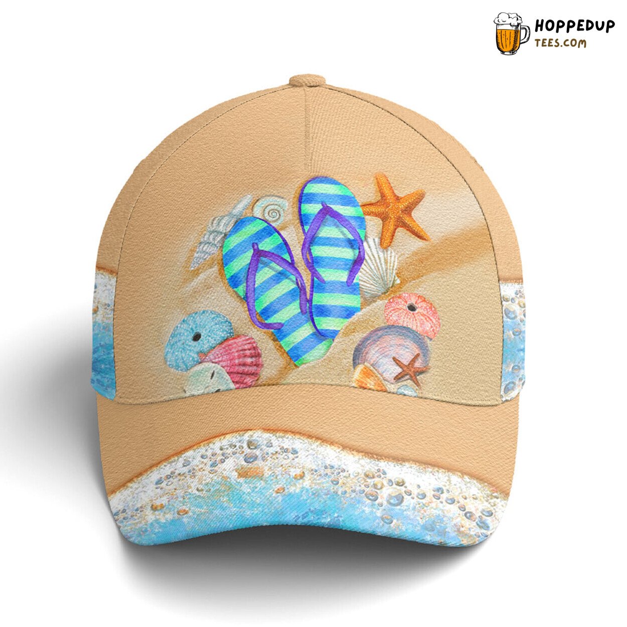 Beach Enthusiasts Flip Flop Vector Art Unique Baseball Cap Look