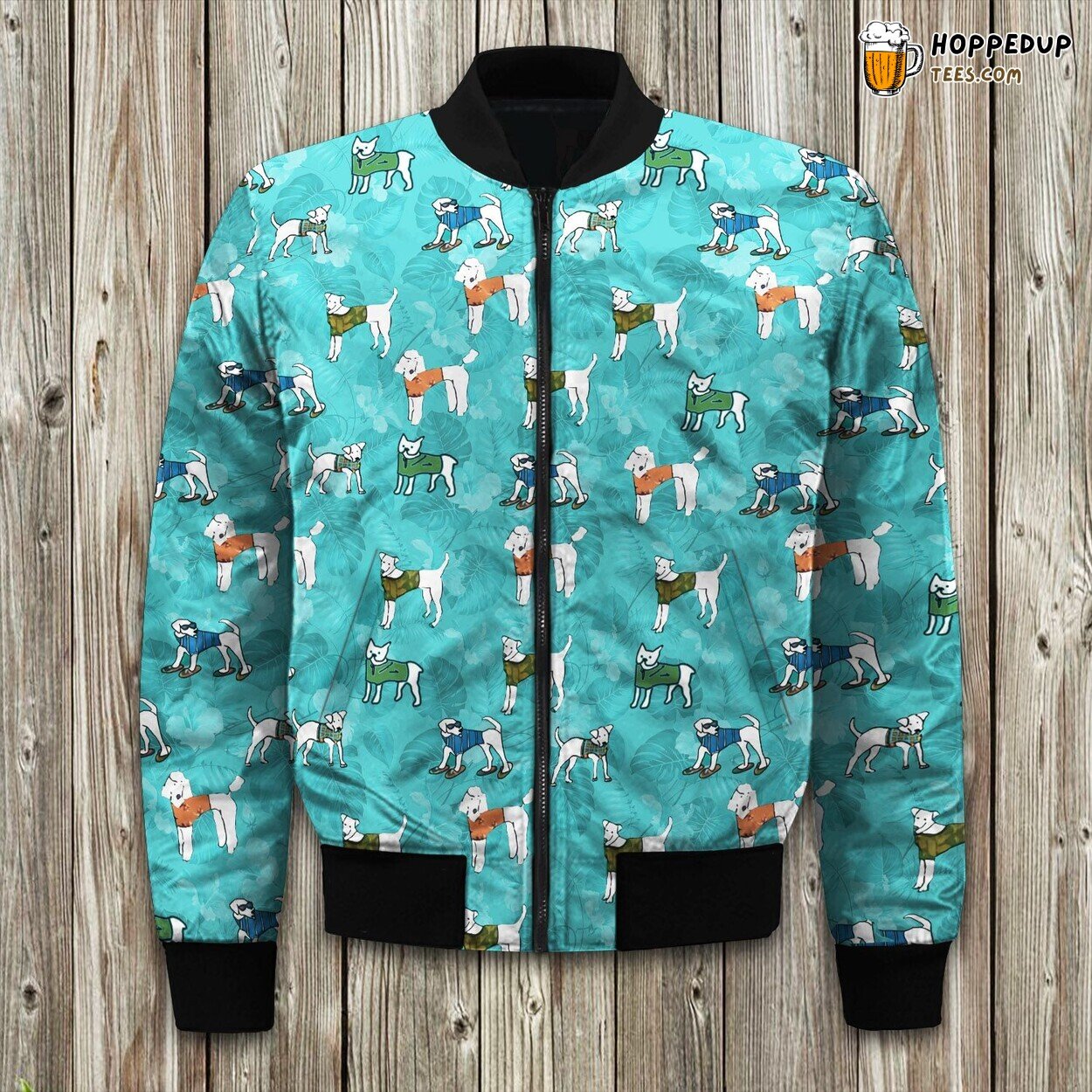 Beachside Dog Adventure Winter Bomber Jacket Coastal Fun Elegance Style