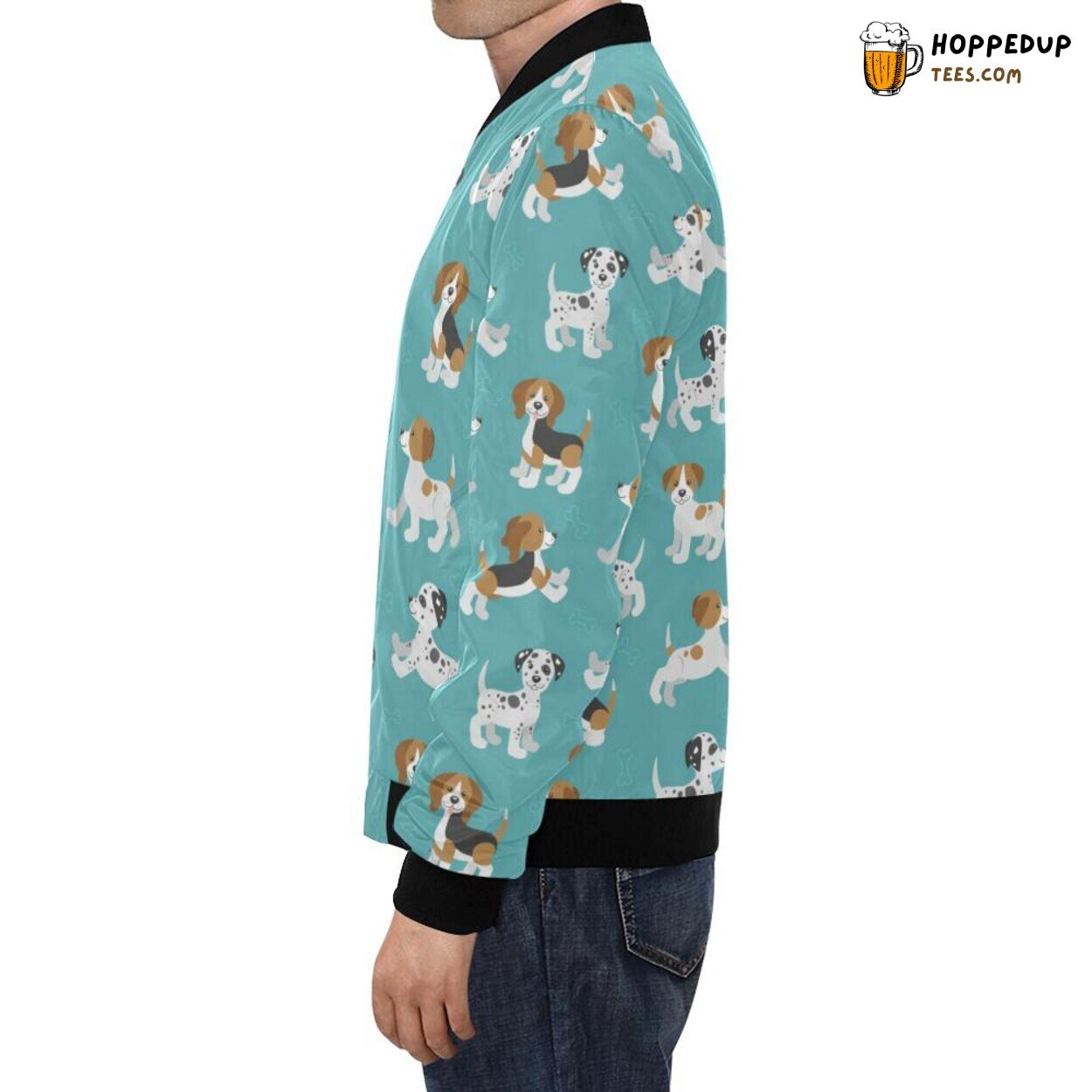 Beagle Dog Bone Pattern Print Men’s Bomber Jacket Distinct Look