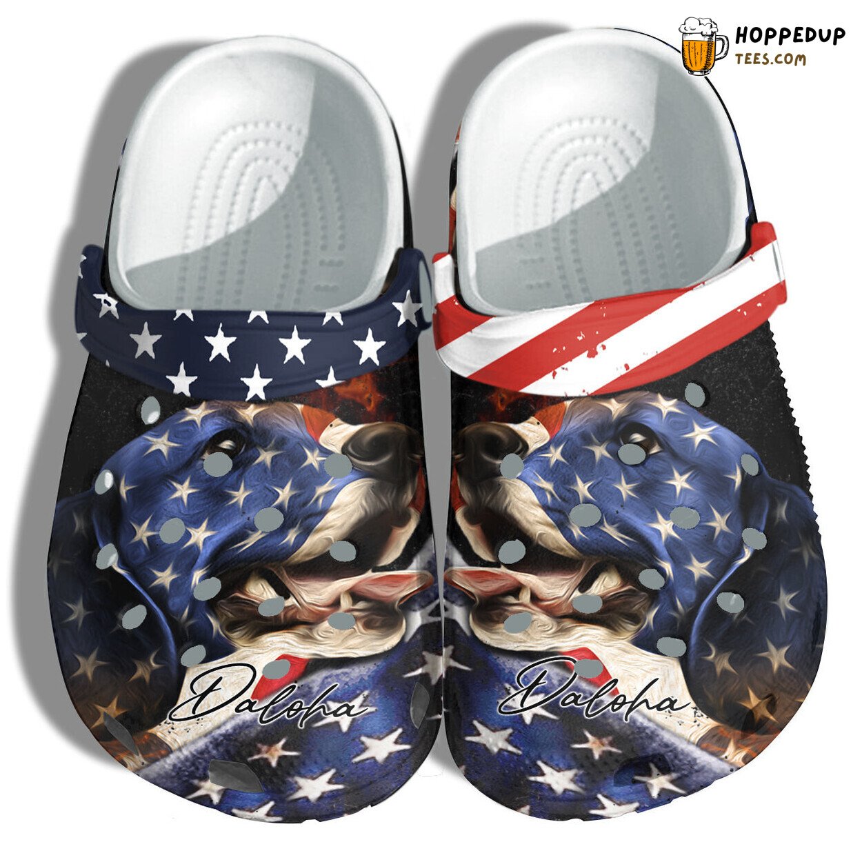 Beagle Dog Patriotic Lover Personalized 4th July Comfortable Clogs