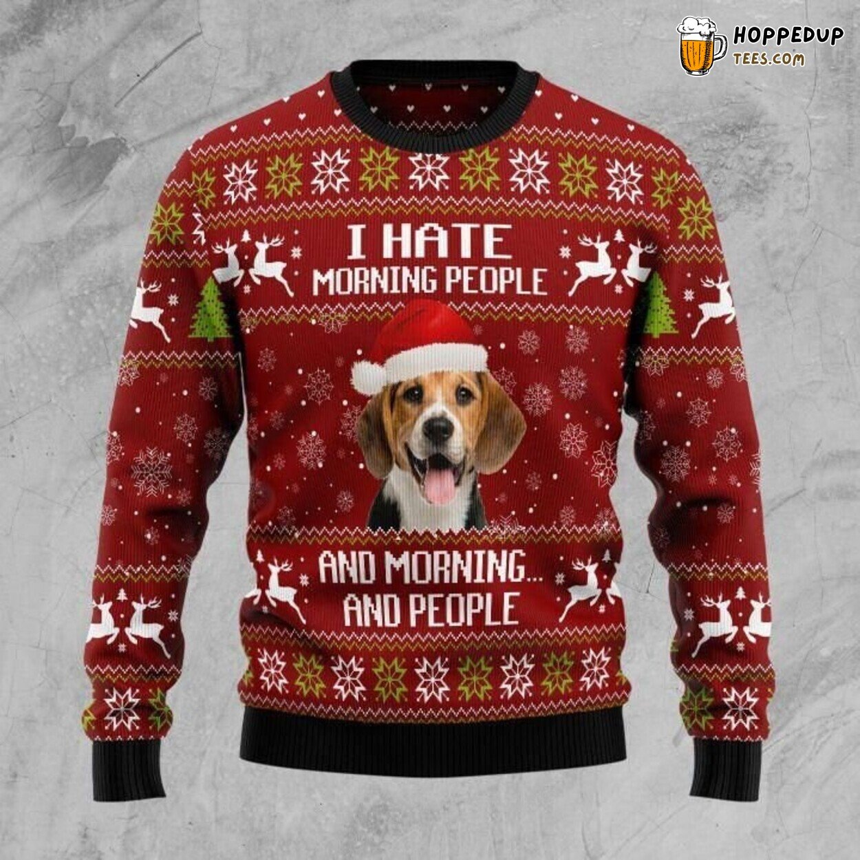 Beagle Hate Morning People Ugly Christmas Sweater Knit Festive Design
