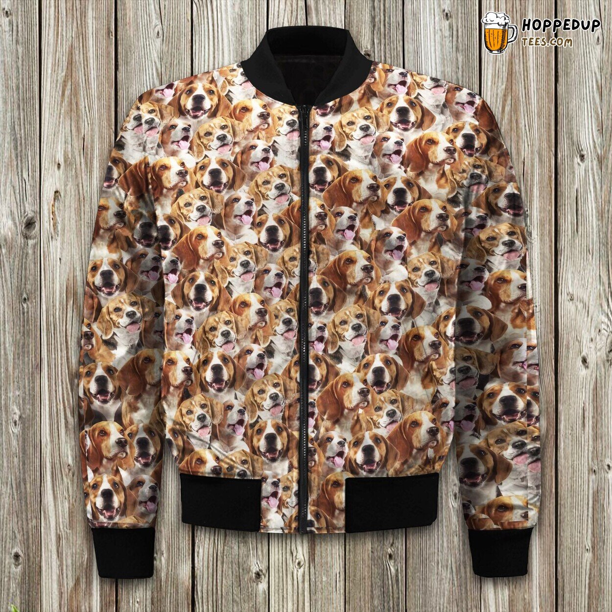 Beagle Mom’s Devotion in Bomber Jackets Perfect Winter Embrace