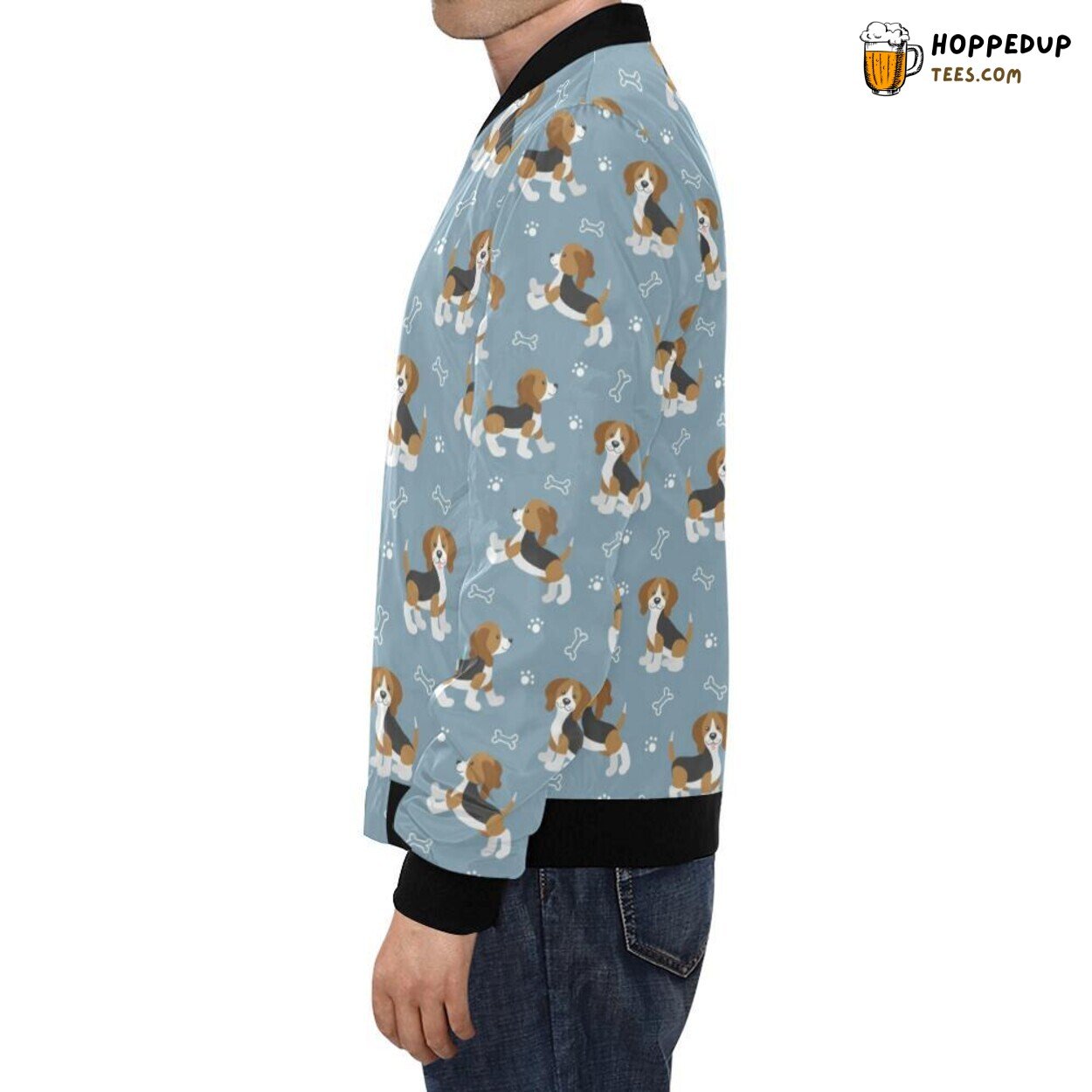 Beagle Paw Dog Bone Pattern Print Men’s Bomber Jacket Exclusive