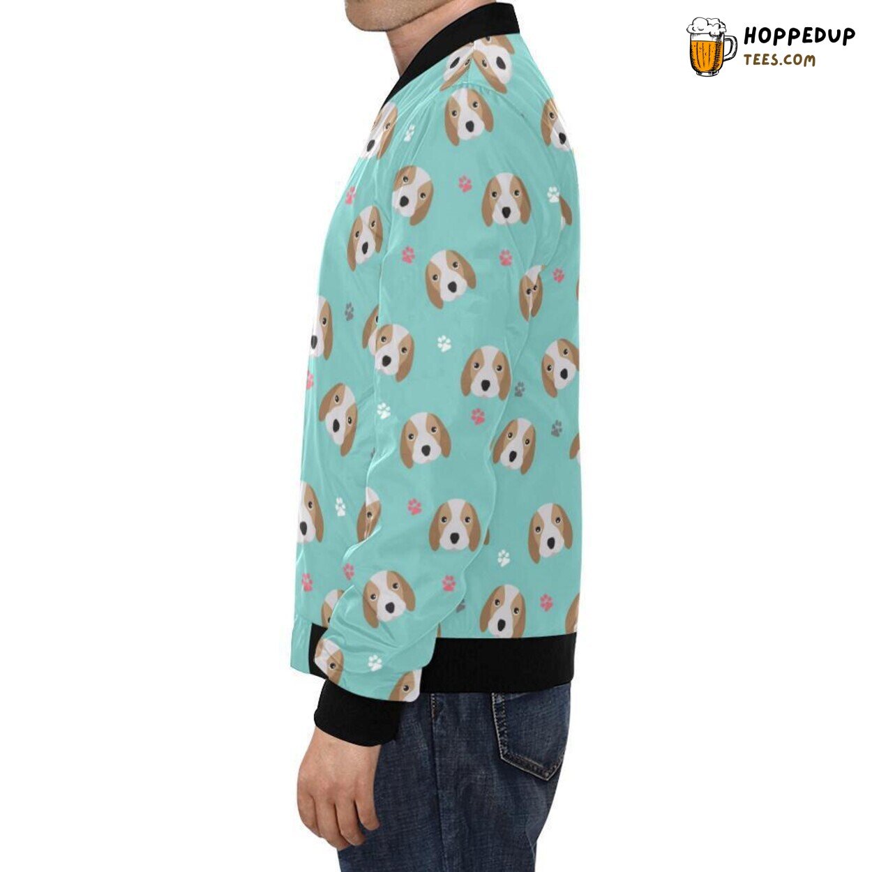 Beagle Paw Pattern Print Men’s Bomber Jacket Distinct Design