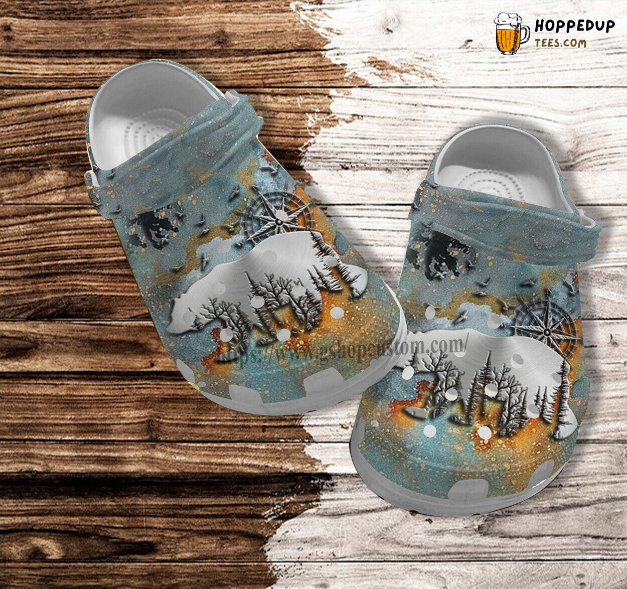 Bear Camping Compass Vintage Grandpa Father Day 2022 Shoes