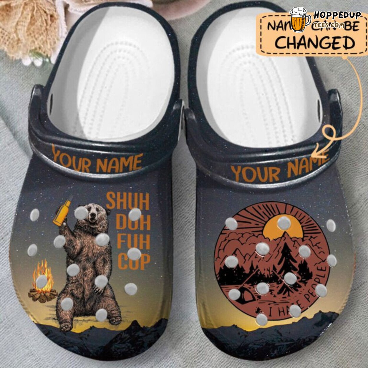 Bear Camping I Hate People Personalized Theme Shoes Clogs Unique Design