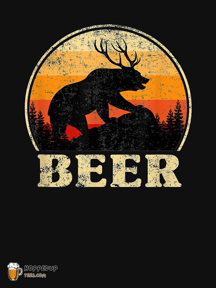 Bear Deer Beer Retro Vintage Classic Tee HU