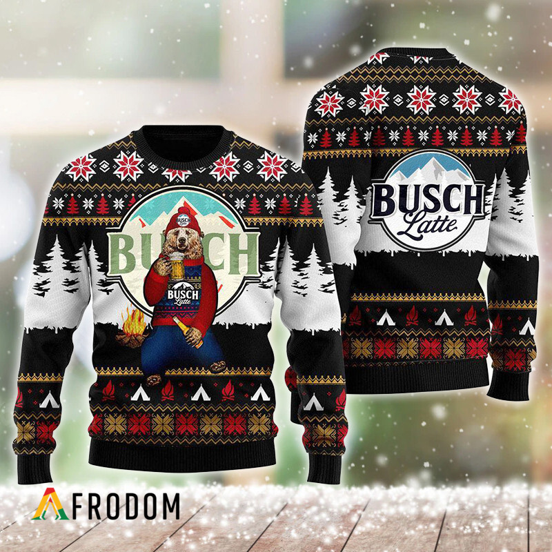 Bear Drinking Busch Latte Ugly Sweater HU