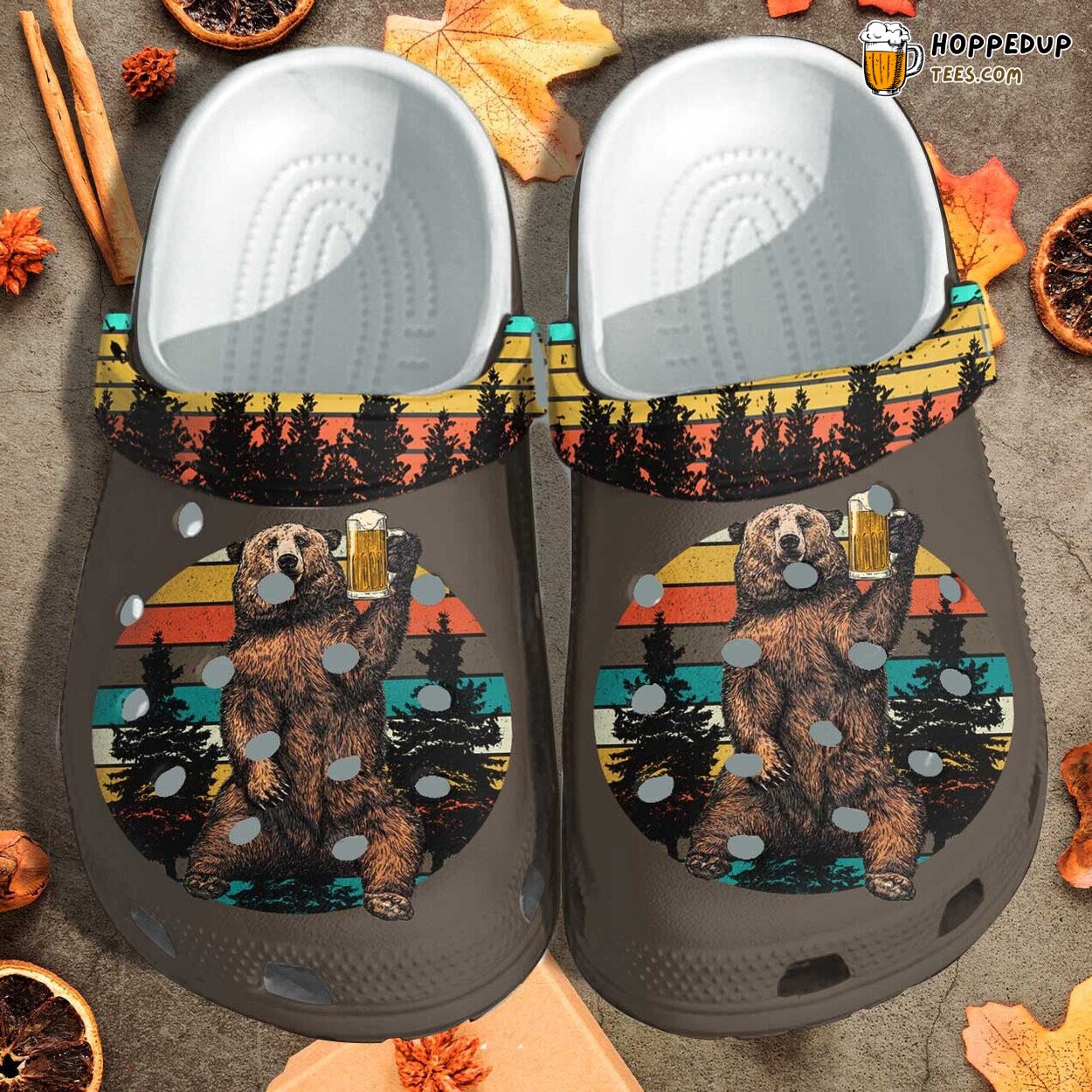 Bear Drinking Camping Old Men Funny Custom Shoes Fathers Day Gifts