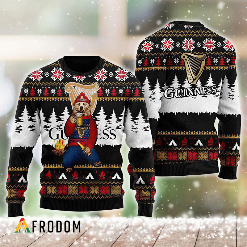 Bear Drinking Guinness Ugly Sweater HU