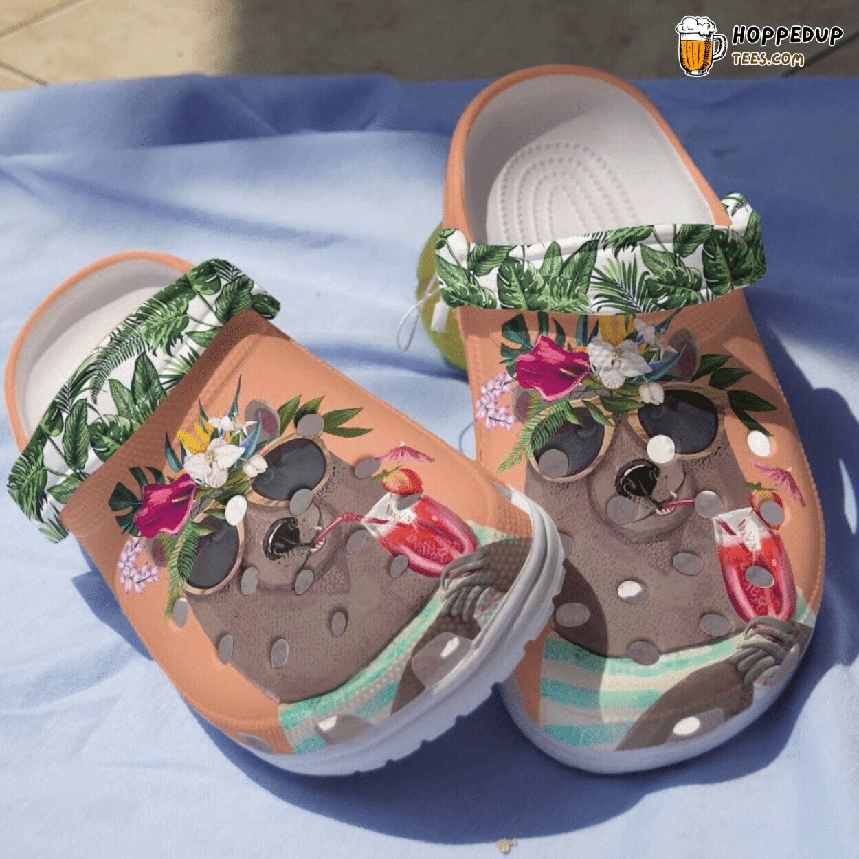Bear Wine Happy Summer Lover Themed Rubber Clog Shoes Comfy Design