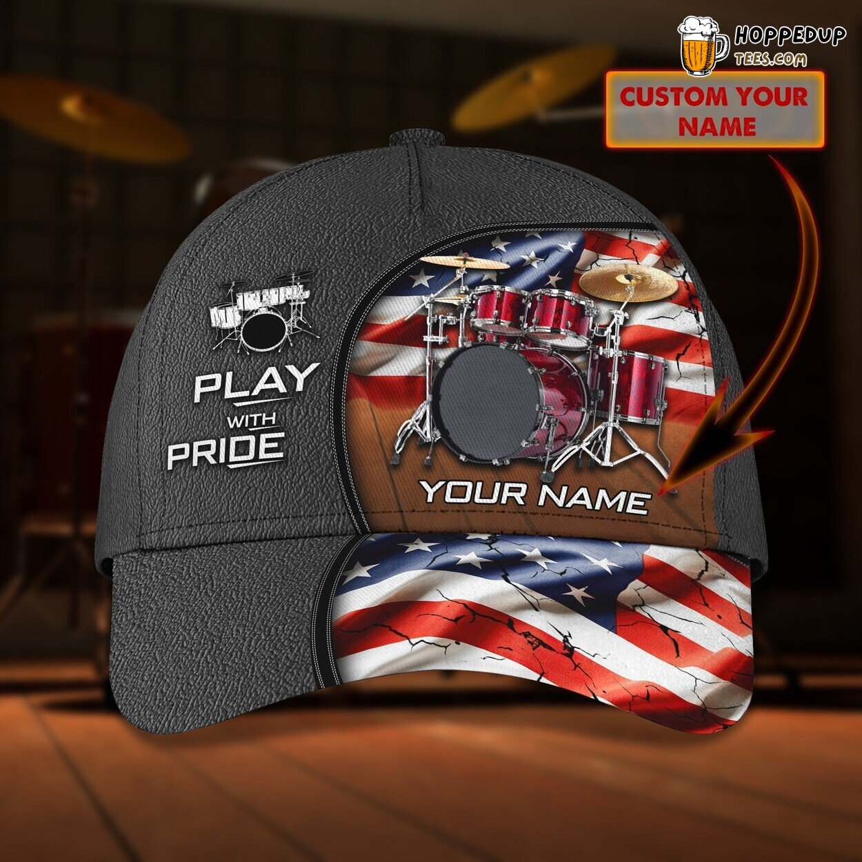 Beating Rhythms Series 3D Classic Cap Drum Enthusiast Personalized Name