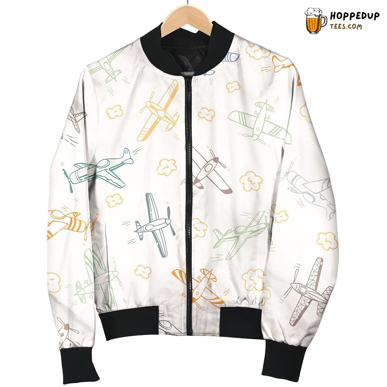 Beautiful Doodle Background Seamless Pattern Flying Bomber Jacket