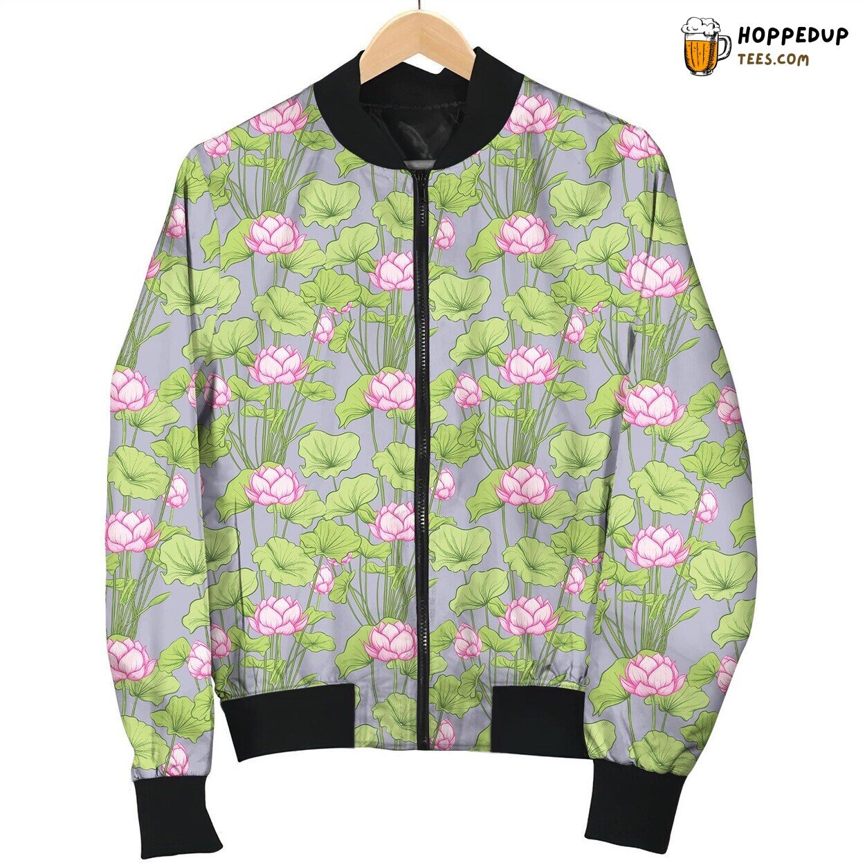 Beautiful Painting Lotus Seamless Texture Bomber Jacket
