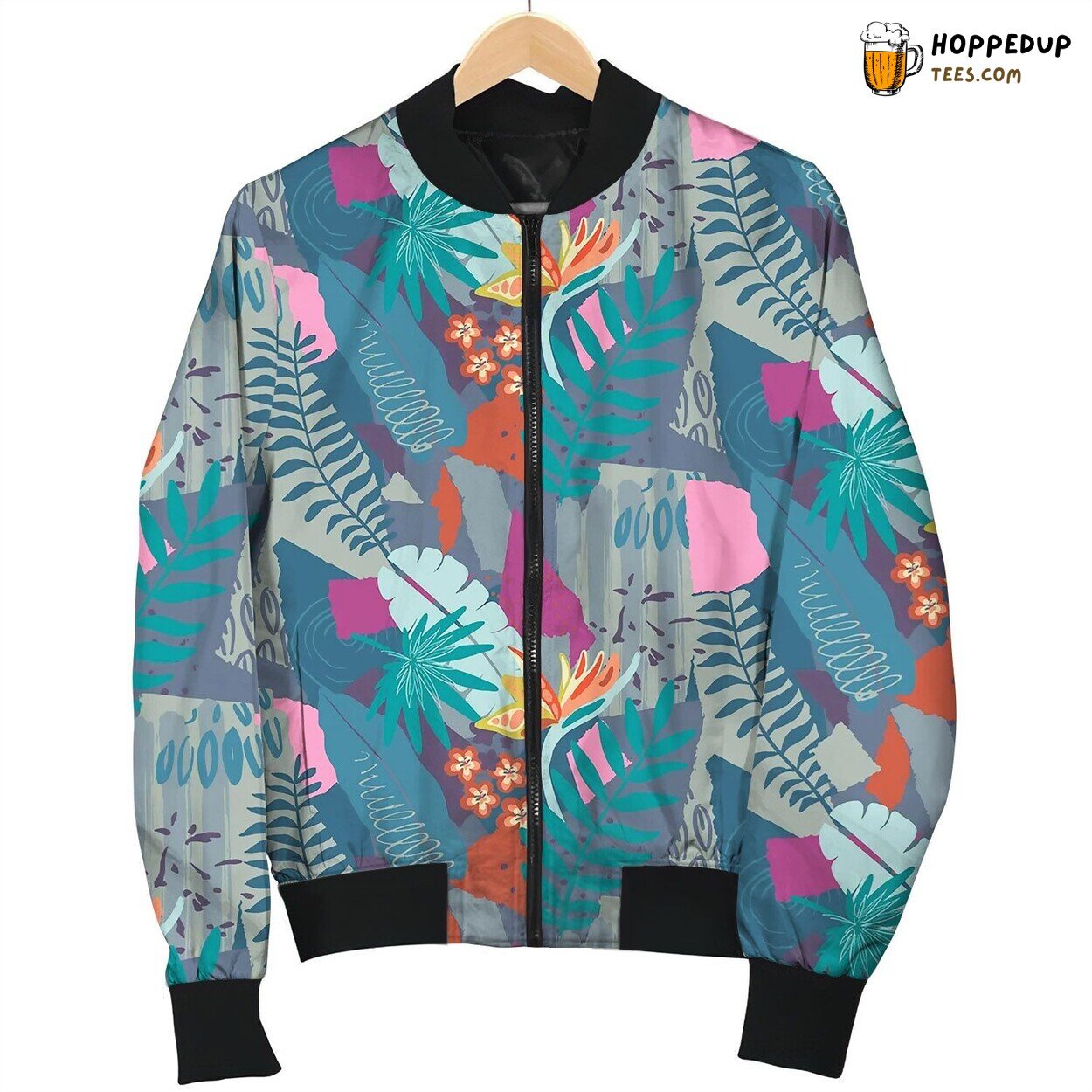 Beautiful Seamless Pattern With Ropical Jungle Bomber Jacket