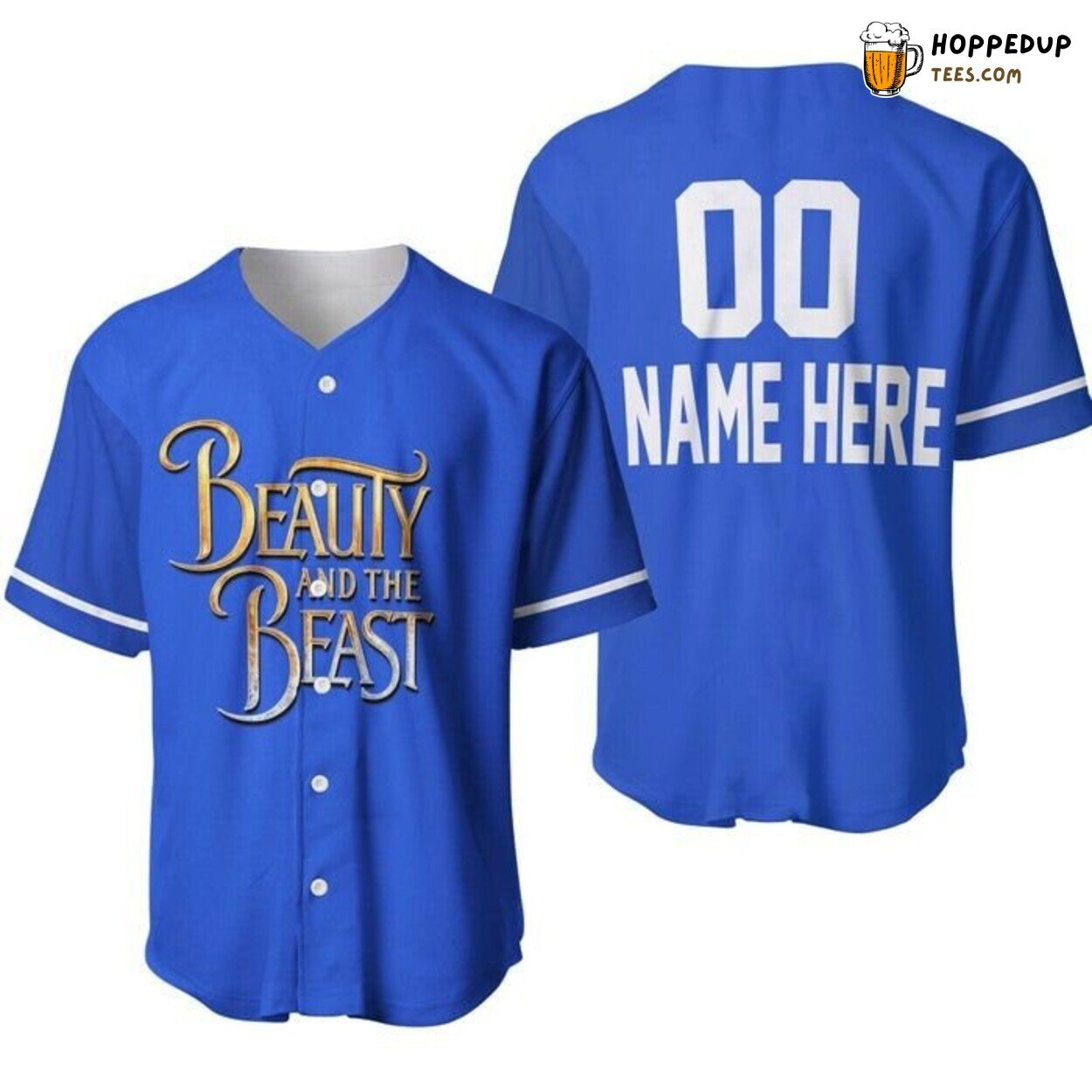 Beauty & The Beast Blue White Disney Princess Baseball Jersey Tale