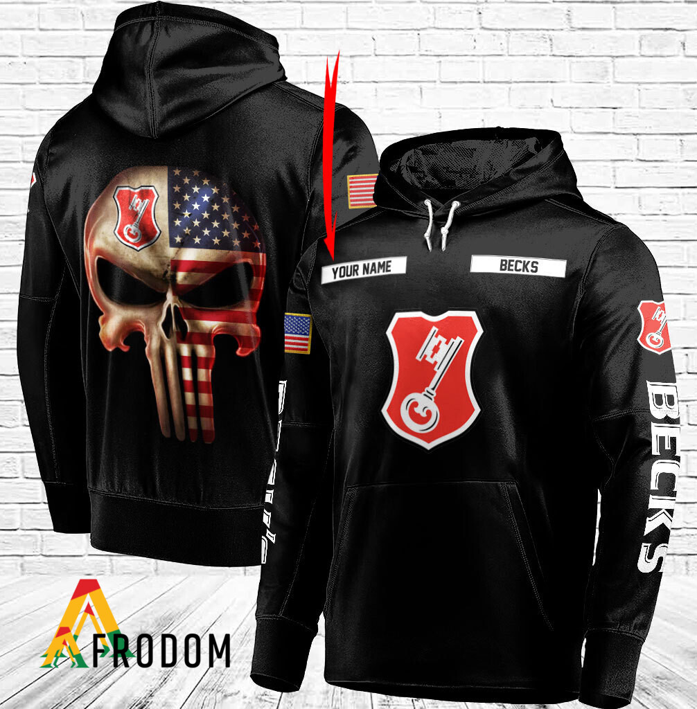 Becks Beer Personalized Skull Flag Themed Hoodie HU