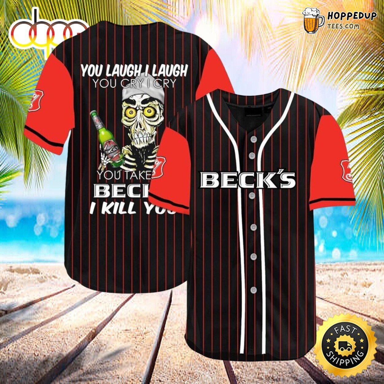 Becks Beer Special Halloween I Kill You Baseball Jersey Edition