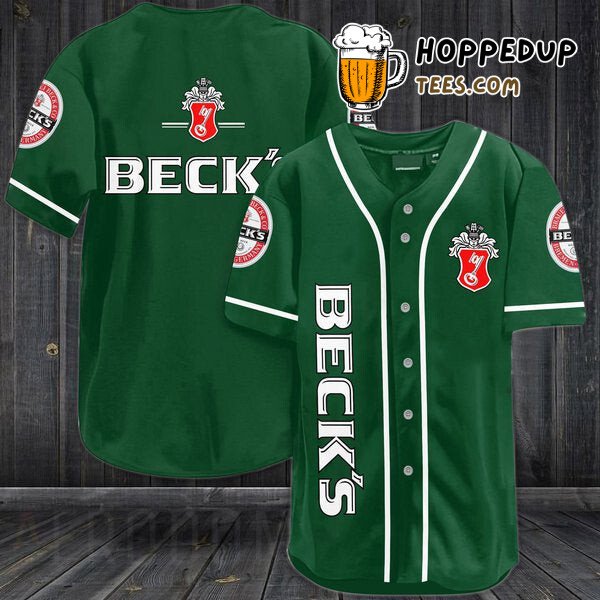 Beck’s Beer Tribute Green Unique Themed Baseball Jersey Wear Look