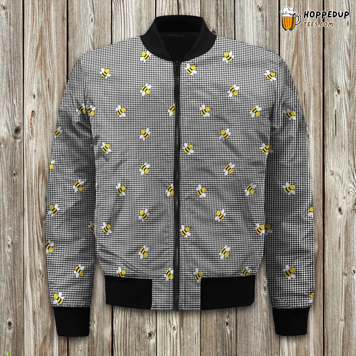 Bee Caro Unique Pattern Winter Bomber Jacket Nature Enthusiast’s Choice
