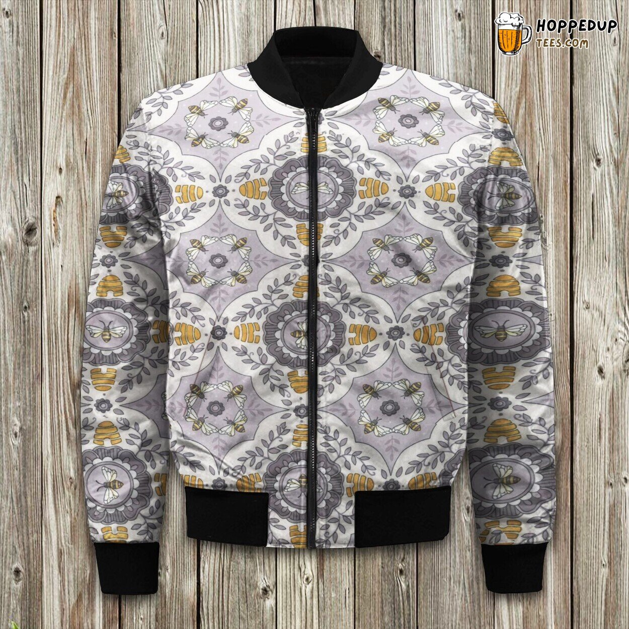 Bee Filled with Joy Winter Bomber Jacket Tailored Unique Elegance Precision