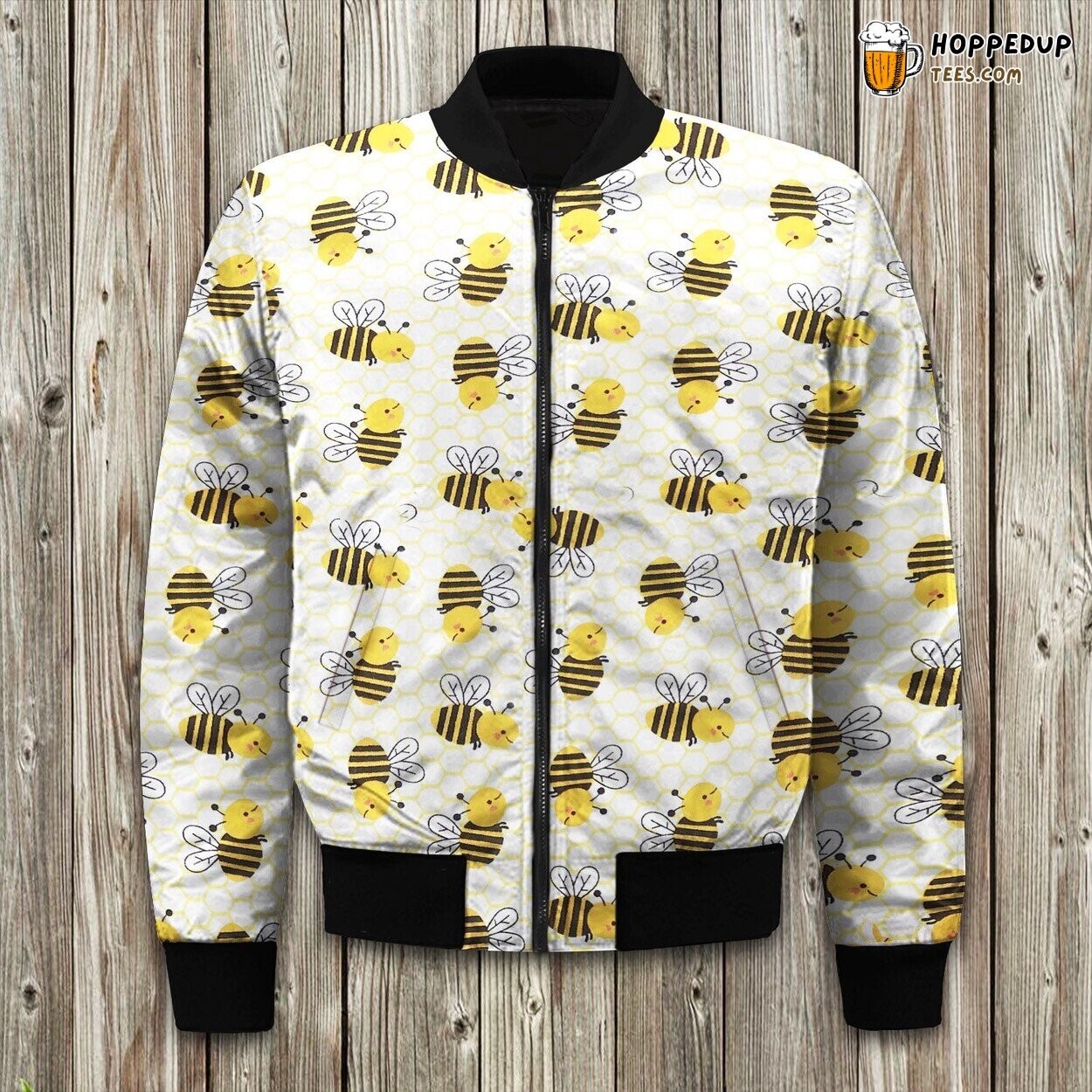 Bee Good Vibes Only Winter Bomber Jacket Positive Buzzing Design