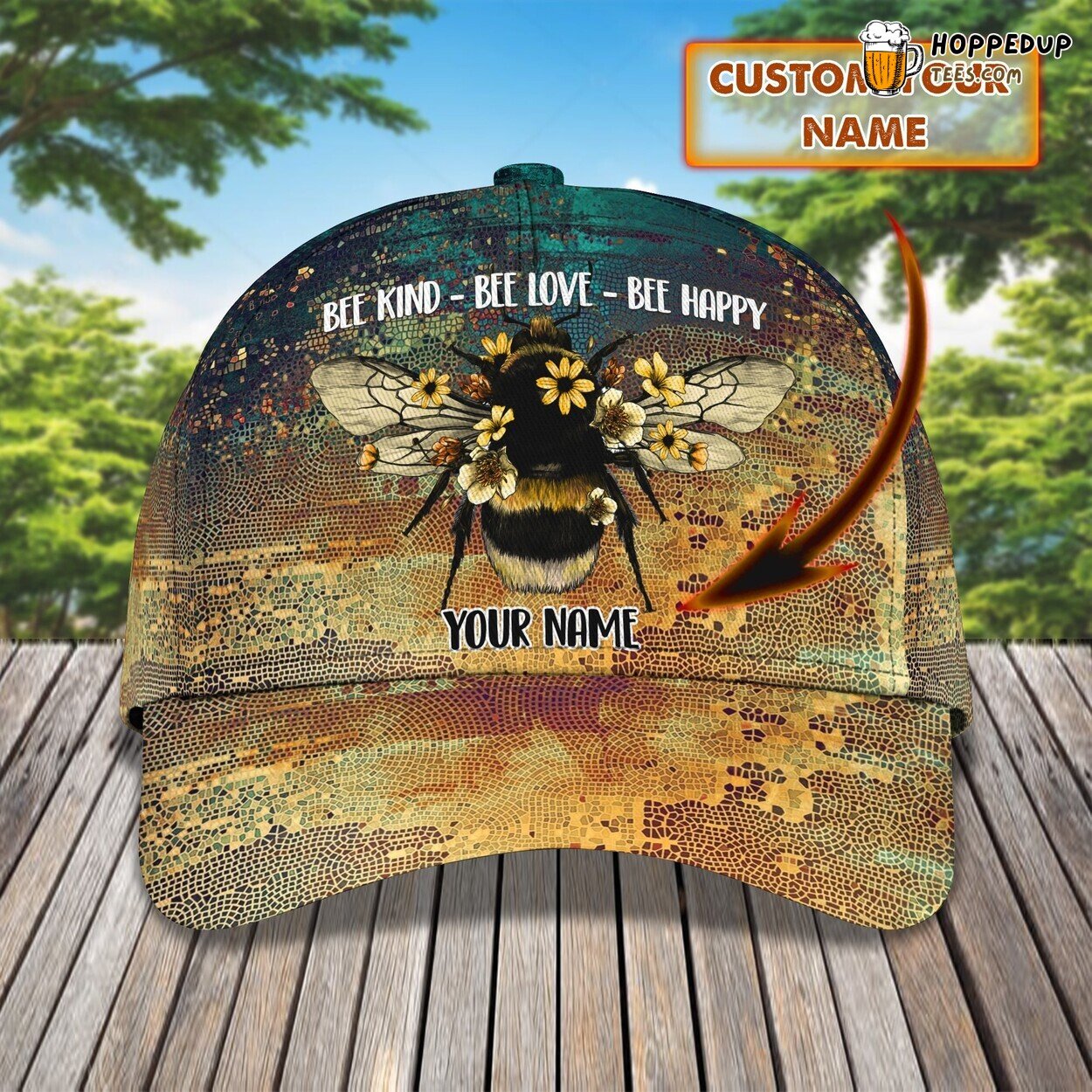 Bee Kind Love Happy 3D Classic Cap Personalized Unique Name Design