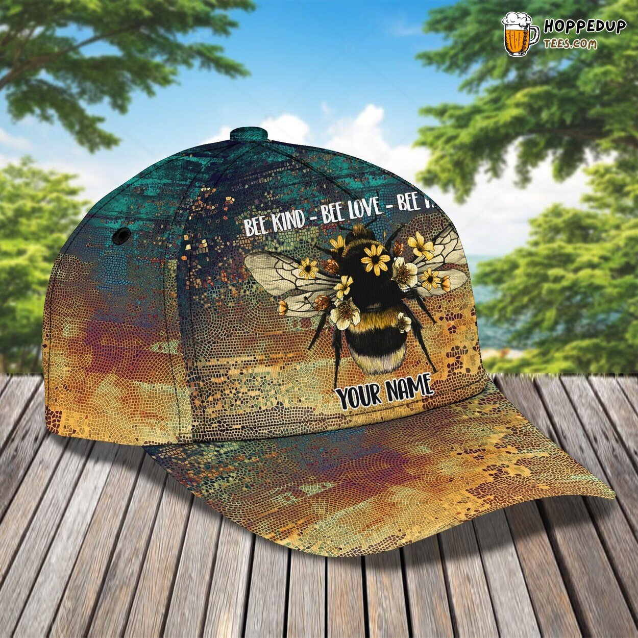 Bee Kind Love Happy 3D Classic Cap Personalized Unique Name Design
