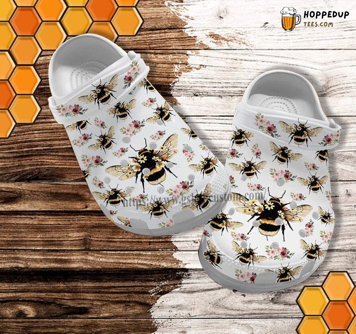 Bee Pattern Floral Kind Hippie Shoes Croc Clogs Perfect Aunt Gift