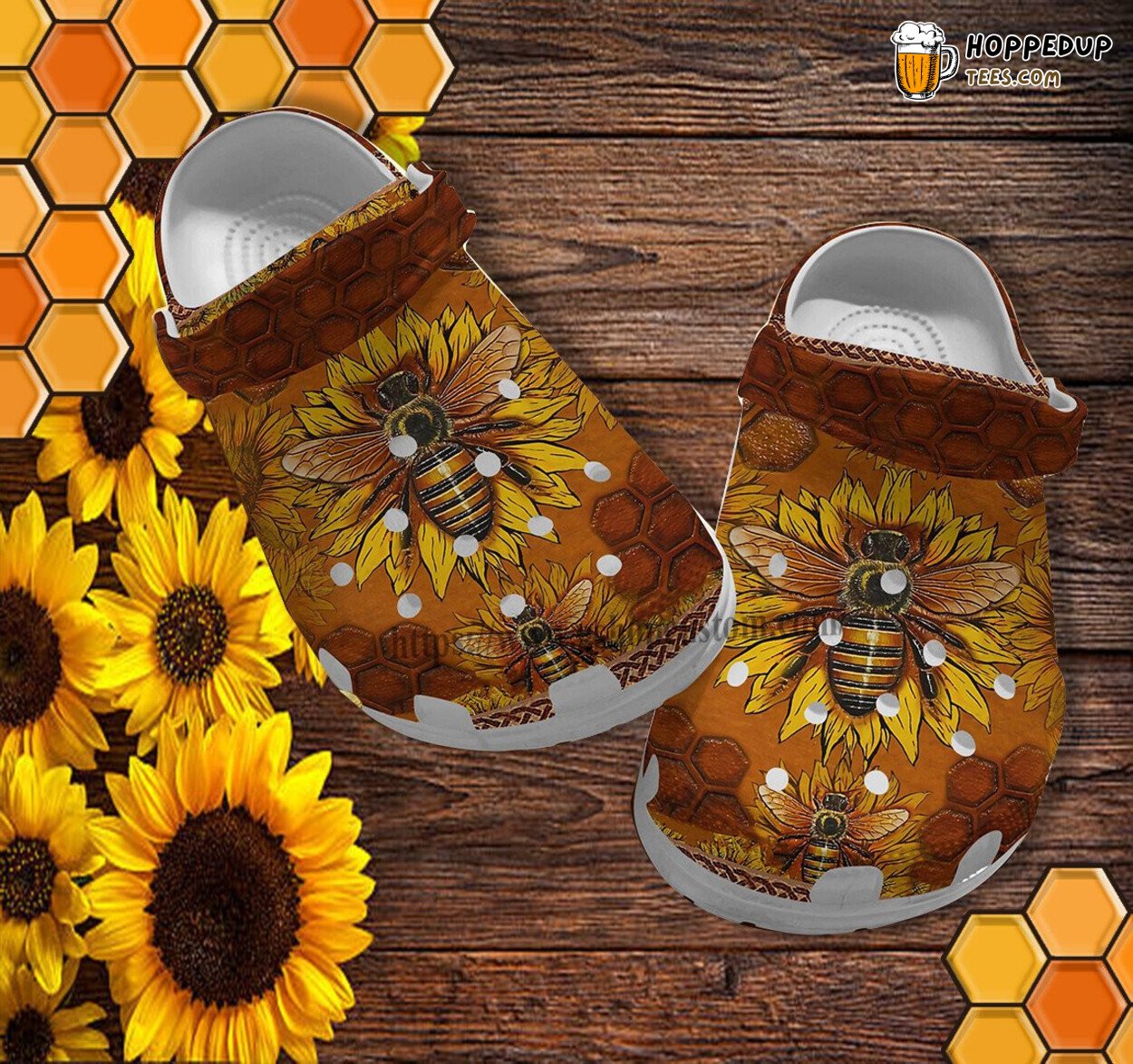 Bee Sunflower Floral Vintage Croc Grandma Bee Kind Clogs Shoes