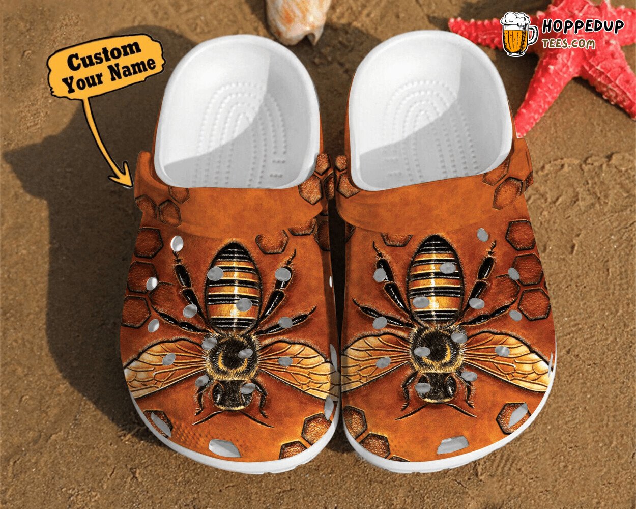 Bee Texture Theme Comfortable Clogs Hippie Unisex Bee Inspired Shoes