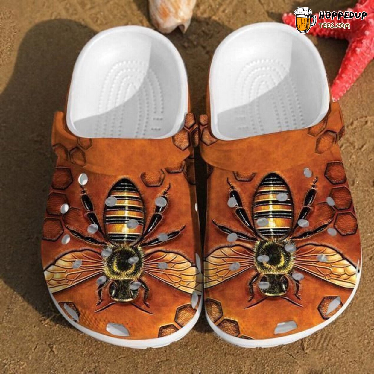 Bee Texture Theme Unique Comfortable Stylish Rubber Clog Shoes