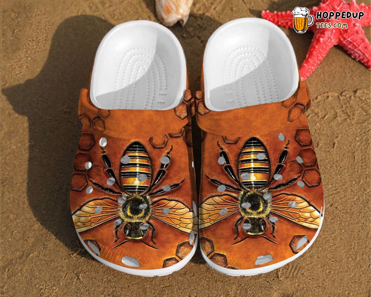 Bee Texture Themed Rubber Clogs Shoes Comfortable Unique Insect Inspired