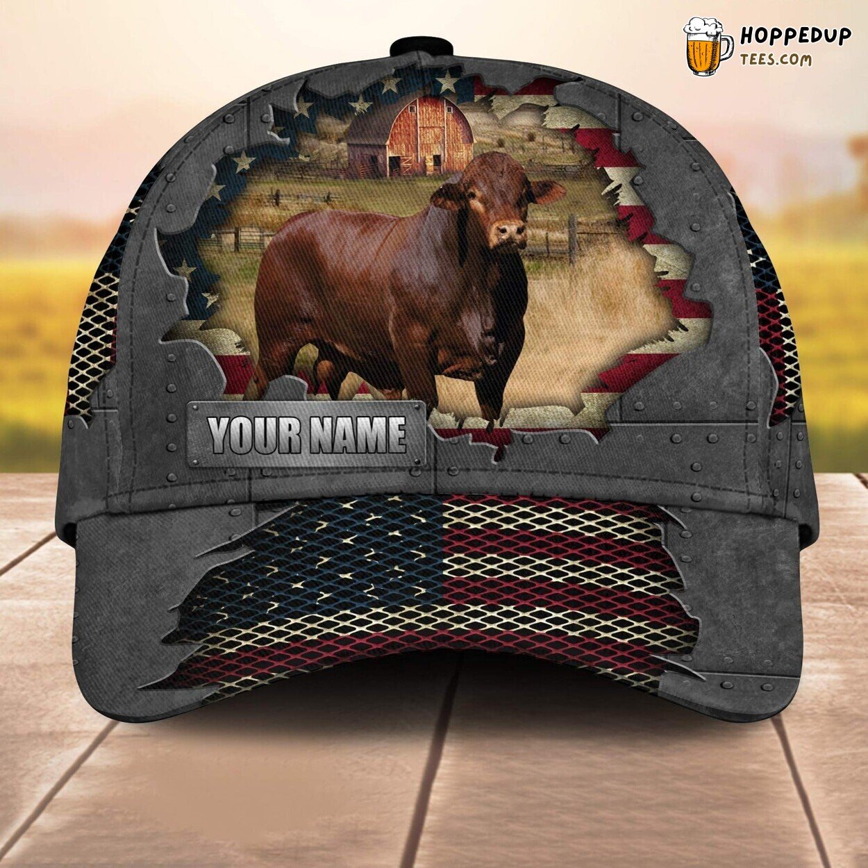 Beefmaster US Flag Custom Baseball Cap Farm Lovers 3D Print Animal Pattern