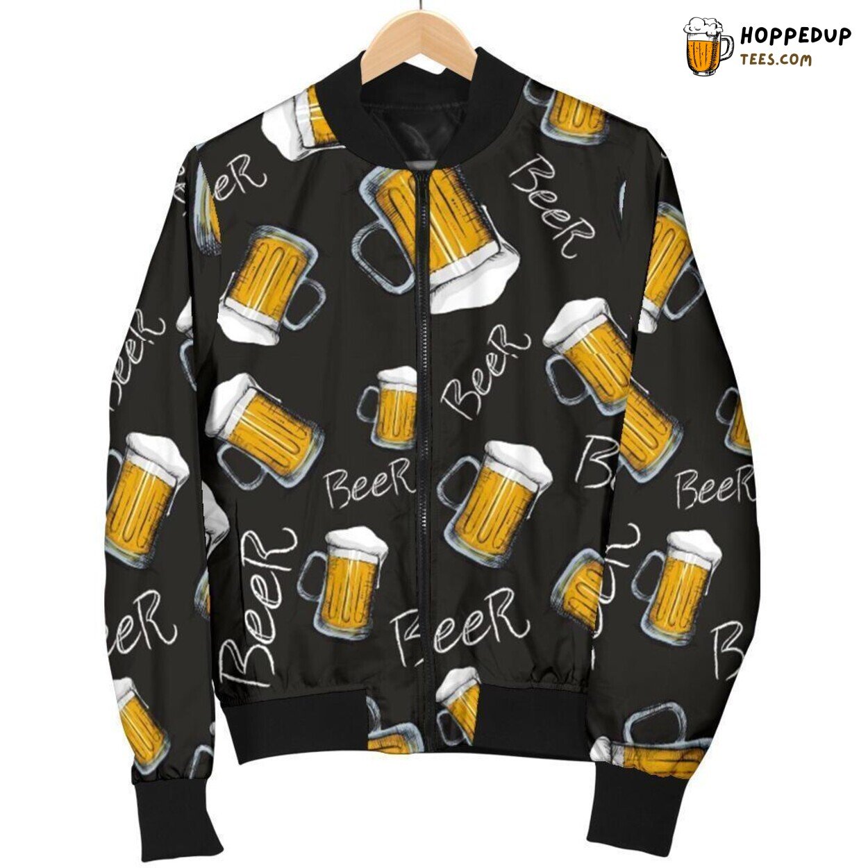 Beer Enthusiast’s Delight Men’s Bomber Jacket Unique Pattern Tribute Design