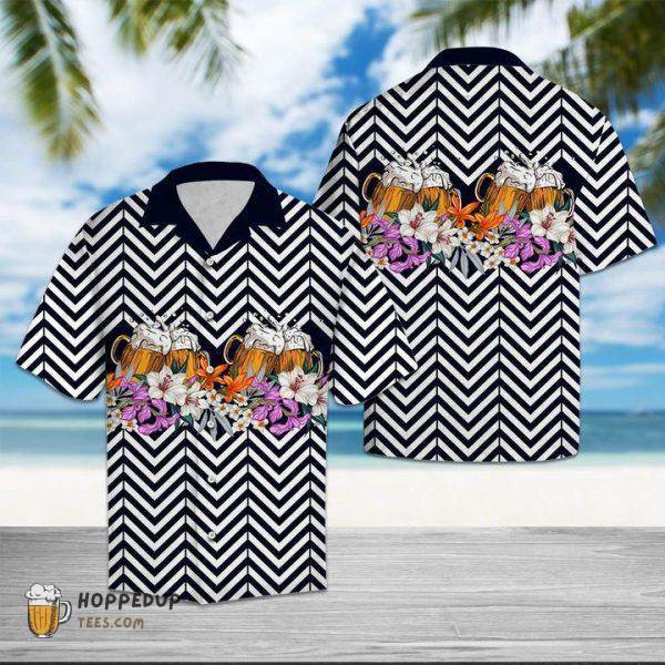 Beer Flower Zigzag Cool Hawaiian Shirts