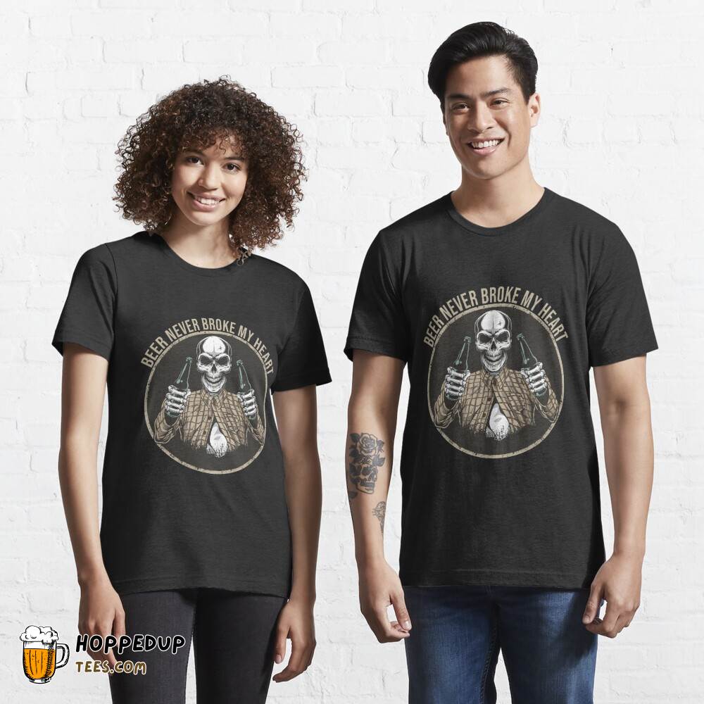 Beer Never Broke My Heart Essential Black Tee HU Beer Never Broke My Heart Essential Black Tee HU