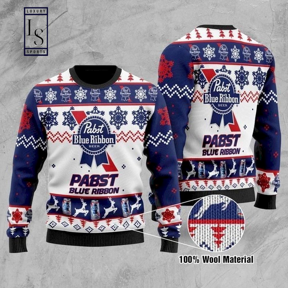 Beer Pabst Blue Ribbon Ugly Christmas Sweater HU
