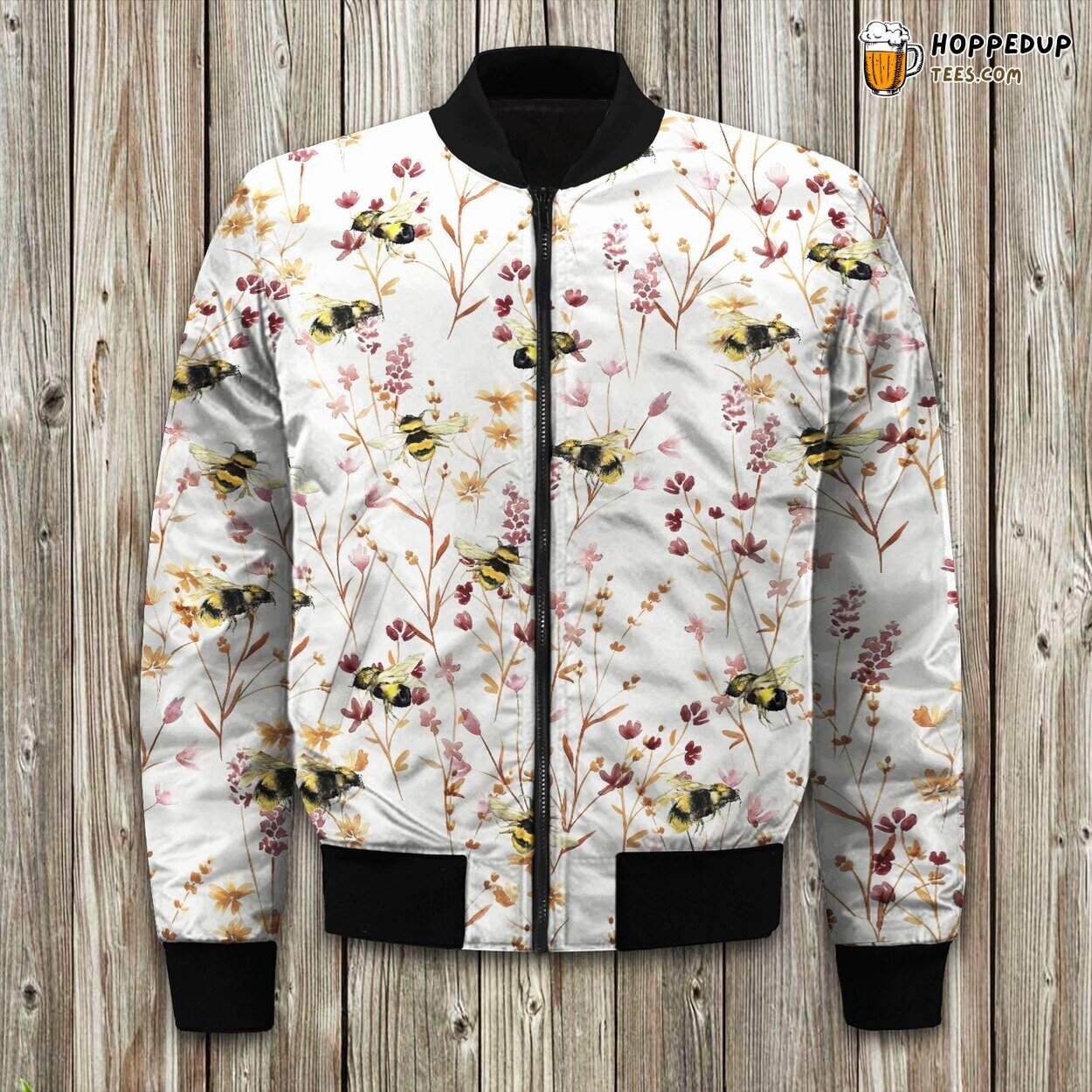 Bees Wild Flowers Bees And Flower Bomber Jacket