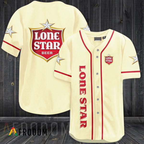 Beige Lone Star Beer Baseball Jersey HU